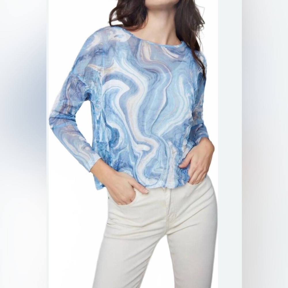 Charlie B crinkle mesh top sz P/S